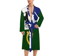 Four Provinces of Ireland Flag Mens Bathrobe Long Bath Robe Warm Spa Robe Nightgown Soft with Waist Belt