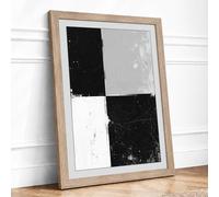 Four Quarters Minimalist Framed Wall Art Print A3 Oak