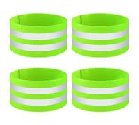 Four Reflective Running Armbands Hi Vis,High Visibility Arm Bands & Ankle Bands, Reflective Running Gear Adjustable Length, Reflective Band For Cycling,Walking, Running Accessories For Men & Women
