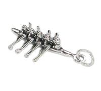 Four rowers and a cox in boat sterling silver charm .925 x 1 Sculling