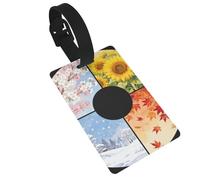 Four Season Panel Luggage Tags for Suitcases - Durable PVC ID Tags with Detachable Straps for Travel, Backpack, Golf Bag, Anti-Loss