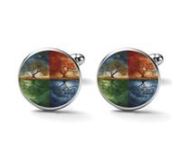 Four Season Tree of Life Alloy Cufflinks for Men 17mm 20mm Shirt Cuff Links for Wedding Business Formal Dress Father's Day Birthday Gift for Him