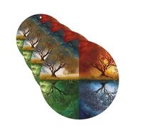 Four Season Tree of Life Car Air Fresheners Cards Set of 4 Pieces Personalized Car Fresheners Gifts for Men Women Auto Aromatherapy Tablets Hanging Scented Cards for Wardrobe Bathroom