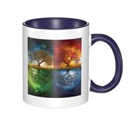 Four Season Tree of Life Dual Color Ceramic Coffee Mug 330ml - Classic Tea Cup, Gift Mug, Microwave Safe, Office and Home Drinkware