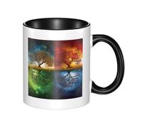 Four Season Tree of Life Dual Color Ceramic Coffee Mug 330ml - Classic Tea Cup, Gift Mug, Microwave Safe, Office and Home Drinkware