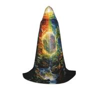 Four Season Tree Of Life Print Hooded Cloak,Wizard And Renaissance Costume Cape With Hood,For Role Play And Parties