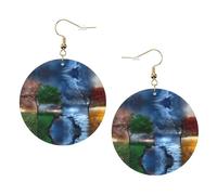 Four Season Tree Of Life Printed Leather Earring Set For Women, 1 Pair Lightweight Bohemian Pierced Earrings Jewelry Gift For Women Girls