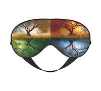 Four Season Tree of Life Sleep Mask for Women & Men - Double-Sided Eye Mask with Adjustable Strap, Soft Silky Feel, Light-Blocking & Breathable for Travel, Nap, Shift Work, Yoga