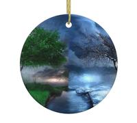 Four Season Tree Print Christmas Ornaments Couple Gifts For Him Her Christmas Tree Decoration Ceramic Hanging Ornament Anniversary