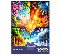 Four Seasons 1000pc Jigsaw Puzzle Bundle Cyclical Nature Wonder Premium Jigsaw Puzzle Premium Cardstock Senior Enthusiasts Concentration Training Housewarming Office Break Gift Game 52x38cm/1000pcs