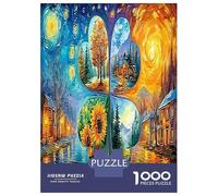 Four Seasons Art Jigsaws Puzzles for Adults & Kids Age 12 Years Up 1000 Piece Four-leaf Clover Puzzles Home Decoration Challenging Games Great Gift 38x26cm/1000pcs