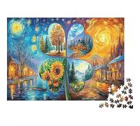 Four Seasons Art Puzzle Sunflowers Under Cosmic Sky Puzzle for Adults Theme:Romantic Street Educational Game Decompression 52x38cm/1000pcs
