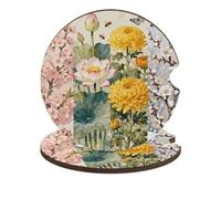 Four Seasons Flowers Car Cup Coasters 2 Pack Absorbent Cup Holder Coasters with A Finger Notch and Cork Base Cute Wood Coaster Cars Interior Accessories for Women Men