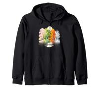 Four Seasons Forest Landscape Moon Reflection Nature Scenic Zip Hoodie