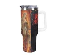 Four Seasons Goddess Insulated Tumbler with Lid Handle Coffee Mug Stainless Steel Water Bottle for Car Travel Office