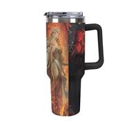 Four Seasons Goddess Insulated Tumbler with Lid Handle Coffee Mug Stainless Steel Water Bottle for Car Travel Office