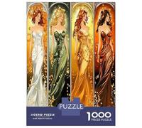 Four Seasons Ladies 1000 Piece Jigsaw Puzzle Bundle Seasonal Beauty Grace Classic Jigsaw Puzzle Thick Cardboard Teen Puzzle Fans 12-18 Logic Skill After-School Party Game Best Gift Lovers 38x26cm/1000