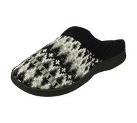 Four Seasons Ladies Four Seasons Knitted Mule Slippers Jane - Black - UK 7-8