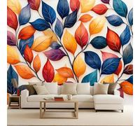 Four Seasons Leaves 3D Wall Murals, Colorful Leaves Photo Wallpaper, Non-Woven Premium Art Print Fleece Wall Mural Decoration Poster Picture Design Modern 300X210cm
