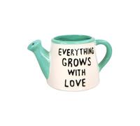 Four Seasons Liverpool Kitchen Watering Can Cute White and Green Ceramic Container EVERYTHING GROWS WITH LOVE, 47-PLNT001X0324