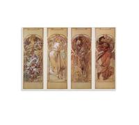 Four Seasons Panneaux by Alphonse Mucha Poster Wall Art Poster Scroll Canvas Painting Picture Living Room Decor Home 24x36inch(60x90cm)