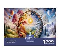 Four Seasons Scenery 1000 Piece Jigsaw Puzzle Paper Puzzle Game for Adults Nature Illustration Relaxing Home Decor Gift 52x38cm/1000pcs