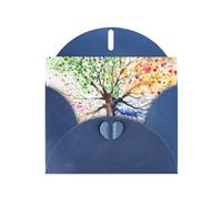 Four Seasons Spring Tree Blue prints Greeting Cards 6x4-inch with Envelope | Perfect for writing greetings and thank-you notes