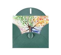Four Seasons Spring Tree Dark Green prints Greeting Cards 6x4-inch with Envelope | Perfect for writing greetings and thank-you notes