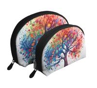 Four Seasons Spring Tree Portable Shell Cosmetic Bag Set - Travel Makeup Organiser with Zipper & Inner Compartments