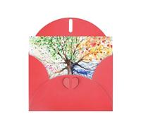 Four Seasons Spring Tree Red prints Greeting Cards 6x4-inch with Envelope | Perfect for writing greetings and thank-you notes