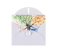 Four Seasons Spring Tree White prints Greeting Cards 6x4-inch with Envelope | Perfect for writing greetings and thank-you notes