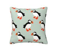 Four seasons throw pillow covers set of 2 cute puffin seabird pillow cushion cases, modern decorative square pillowcases for sofa couch bedroom living room car