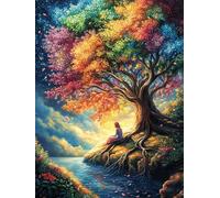 Four Seasons Tree 1000 Piece Complete Jigsaw Puzzle Set Fairy Tale Wild Animals Fantasy Teens Beginners Educational Challenge Puzzle Fans Group Play Anniversary Quality Material 1000 PCS