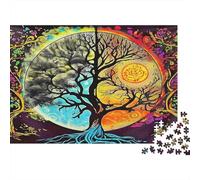 Four Seasons Tree 1000 Piece Jigsaw Puzzle for Adults Colourful Day Night Relaxing Focus Home Decor Gift 52x38cm/1000pcs