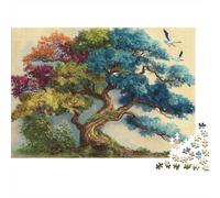 Four Seasons Tree 1000 Piece Jigsaw Puzzle Paper for Adults Colourful Tree Home Decor 38x26cm/1000pcs