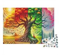 Four Seasons Tree 1000 Piece Jigsaw Puzzle Paper Jigsaw Puzzle for Adults Colourful Landscape Focus Relax Home Gift 38x26cm/1000pcs
