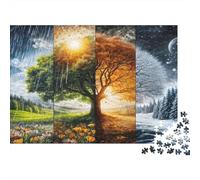 Four Seasons Tree 1000 Pieces Extra-Thick Cardboard DIY Jigsaw for Family, Fun Game, Beautiful Decoration, 52x38cm/1000pcs