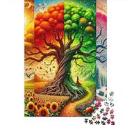 Four Seasons Tree Colourful Art 1000 Piece Jigsaw Puzzle Paper for Adults Relaxation Gift 52x38cm/1000pcs