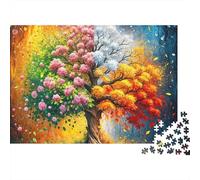 Four Seasons Tree Jigsaw Puzzle 1000 Piece Jigsaw Puzzle Colourful Sections Puzzle Game for Adults Home Decor Gift 70x50cm/1000pcs