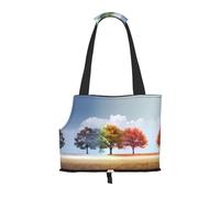 Four Seasons Tree Pattern pet going out bag - lightweight travel cat bag, breathable shoulder bag for small dogs