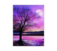 Four Seasons Tree Purple Starry Sky Moon，Jigsaw Puzzles for Adults 1000 Pieces Puzzles for 1000 Piece Impossible Puzzle for Adults Educational Games（75x50cm）-D86