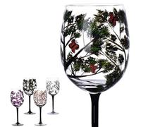 Four Seasons Tree Wine Glasses - Hand Painted Art Wine Glass, Spring Summer Winter Fall Colored Painted Glassware Decorative Wine Glasses Set, Unique Housewarming Gift (Stemmed Glass, Single, Summer)