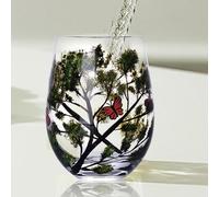 Four Seasons Tree Wine Glasses, Spring Summer Fall Winter Colored Hand Painted Art Wine Glasses, Fall Leaves Flower Seasons Colored Wine Glasses for Wine Cocktails(Stemless Glass)