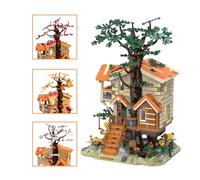 Four Seasons Treehouse Building Kit - 1711PCS Flowers Room Bricks Kit, Modular Dollhouse with 4 Types of Leaves, Home Decor, Architecture Model, Creative Gift for Adults Teen 8+