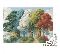 Four Seasons Trees 1000 Pc Sturdy Cardboard Jigsaw Puzzle Bundle Couple Partners Fun Challenge Brain Training Gifts Gift Idea 52x38cm/1000pcs