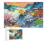 Four Seasons Trees Puzzle Mist Enshrouded Adult Puzzles Recyclable Wooden Jigsaws-1000 PCS Four Seasons Trees,for Living Room Decoration Birthday for Dad Mother Gift