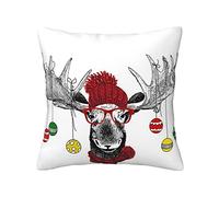 Four Seasons Universal Funny Christmas Deer Pillow Cover Ideal As A Sofa Pillow, Waist Cushion, Or Decorative Seat Pad