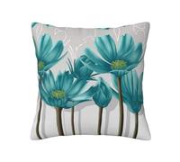 Four Seasons Universal Teal Grey And White Floral Pillow Cover Ideal As A Sofa Pillow, Waist Cushion, Or Decorative Seat Pad