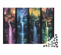 Four Seasons Waterfall Jigsaw Puzzle for Adults 1000 Piece Jigsaw Puzzle Forest Scenery Puzzle Game for Family Relaxing Focus Home Gift 52x38cm/1000pcs