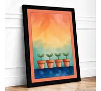 Four Seedlings Growing Botanical Framed Wall Art Print A1 (84.1×59.4cm) Black, Wall Decor for Living Room, Bedroom, Office & Home, Ready to Hang, Art Gift